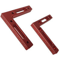 MESSLINEAL – 12 x 12 cm – für Holzbearbeitungsboxen, Rahmen, Regale und Schränke – rot, 2er-Pack - Rot, Metall (12/12/1.5cm) - DCA