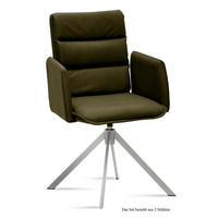 ARMLEHNSTUHL drehbar (2er-Set) Dulsea 52x92x60 Edelstahl/Khaki - Dunkelgrün/Edelstahlfarben, Kunststoff (60/92/52cm) - 58aufmkessel