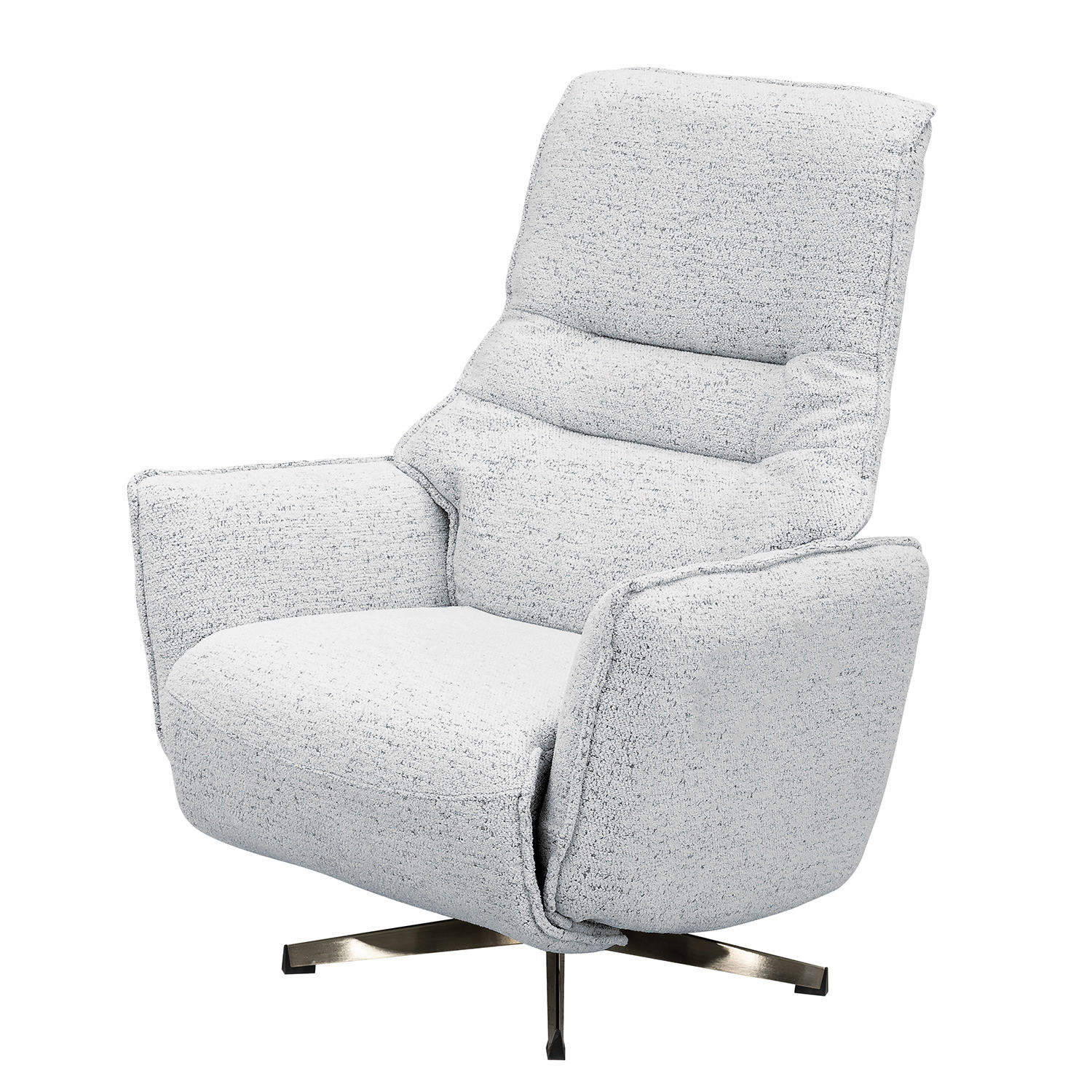 RELAXSESSEL - Bouclé / Eisen - Weiß / Schwarz - Silberfarben/Schwarz, Textil/Metall (81/112/80cm) - home24