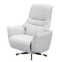 RELAXSESSEL - Bouclé / Eisen - Weiß / Schwarz - Silberfarben/Schwarz, Textil/Metall (81/112/80cm) - home24