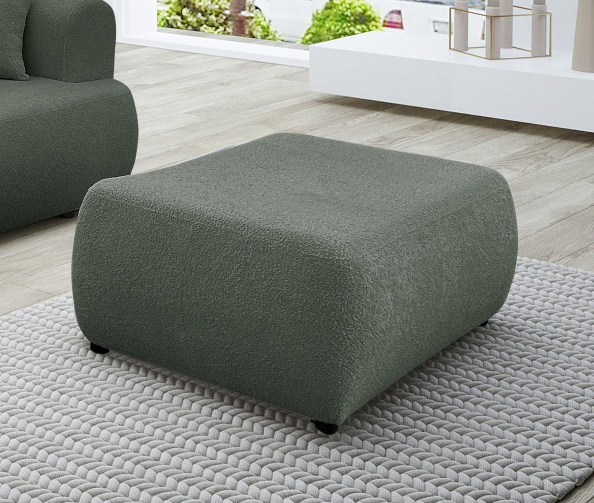 POLSTERHOCKER Anike In Now Or Never - Waldgrün, Holzwerkstoff/Textil (98/42/66cm) - Fun Möbel