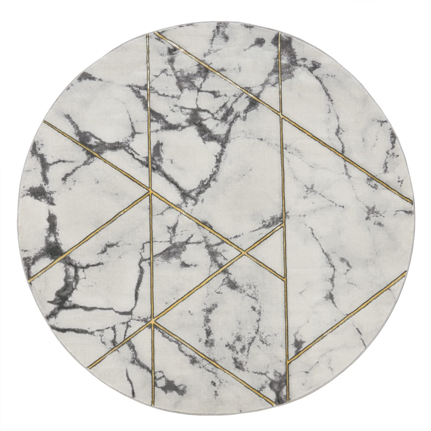 TEPPICH Kurzflor Marmoroptik Wohnzimmer schmutzabweisend Gold Rund 160D - Goldfarben, Textil (160/160cm) - KADIMA DESIGN