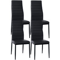 STUHL 4er Set Lederlook schwarz - Schwarz, Textil/Metall (41.5/99/40cm) - CLP