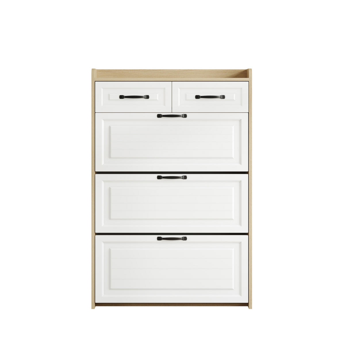 SCHUHSCHRANK mit 3 Klappen und 2 Schubladen 80 x 23,5 x 131 cm Weiß Natur - Braun, Holzwerkstoff (23.5/131/80cm) - Beauniv