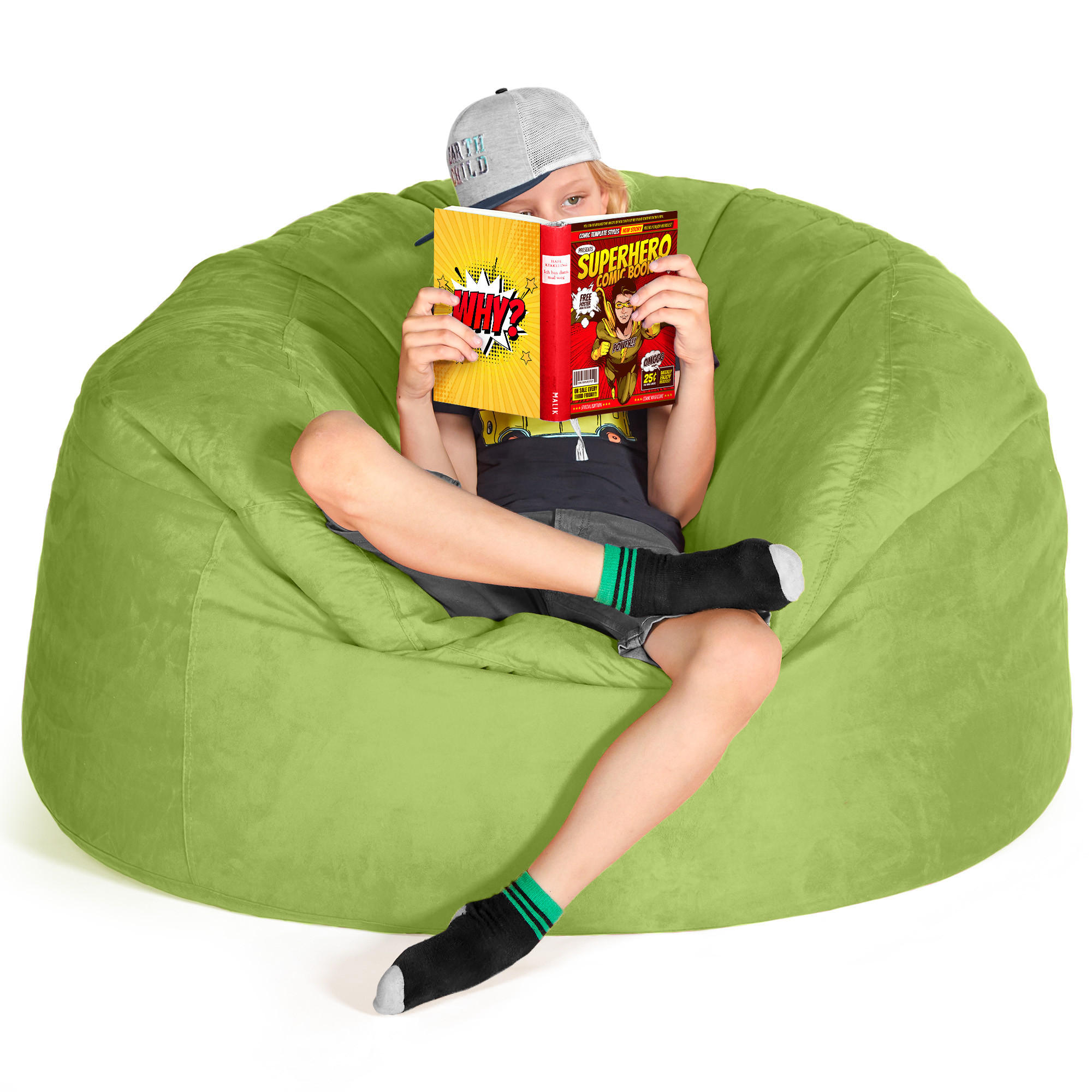 RIESEN-SITZSACK XXL JUMBO Velours 4ft - Grün, Textil (120/70/120cm) - Green Bean