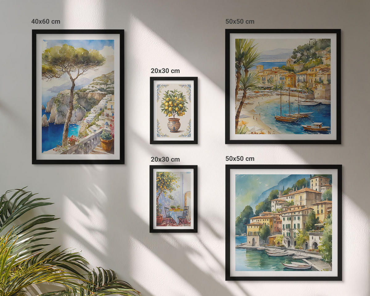 WANDBILDER 5er-Set - 50x50 cm & 20x30 cm & 40x60 cm Schwarzer Rahmen - Monochromatische Brückentürme - Schwarz, Kunststoff (40/60cm) - ArtPrintCave