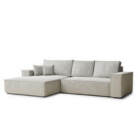 ECKSOFA Maze Grau Chenille-Stoff - Links Seite - Schwarz/Grau, Holz/Holzwerkstoff (185/294cm) - Maison de Reve