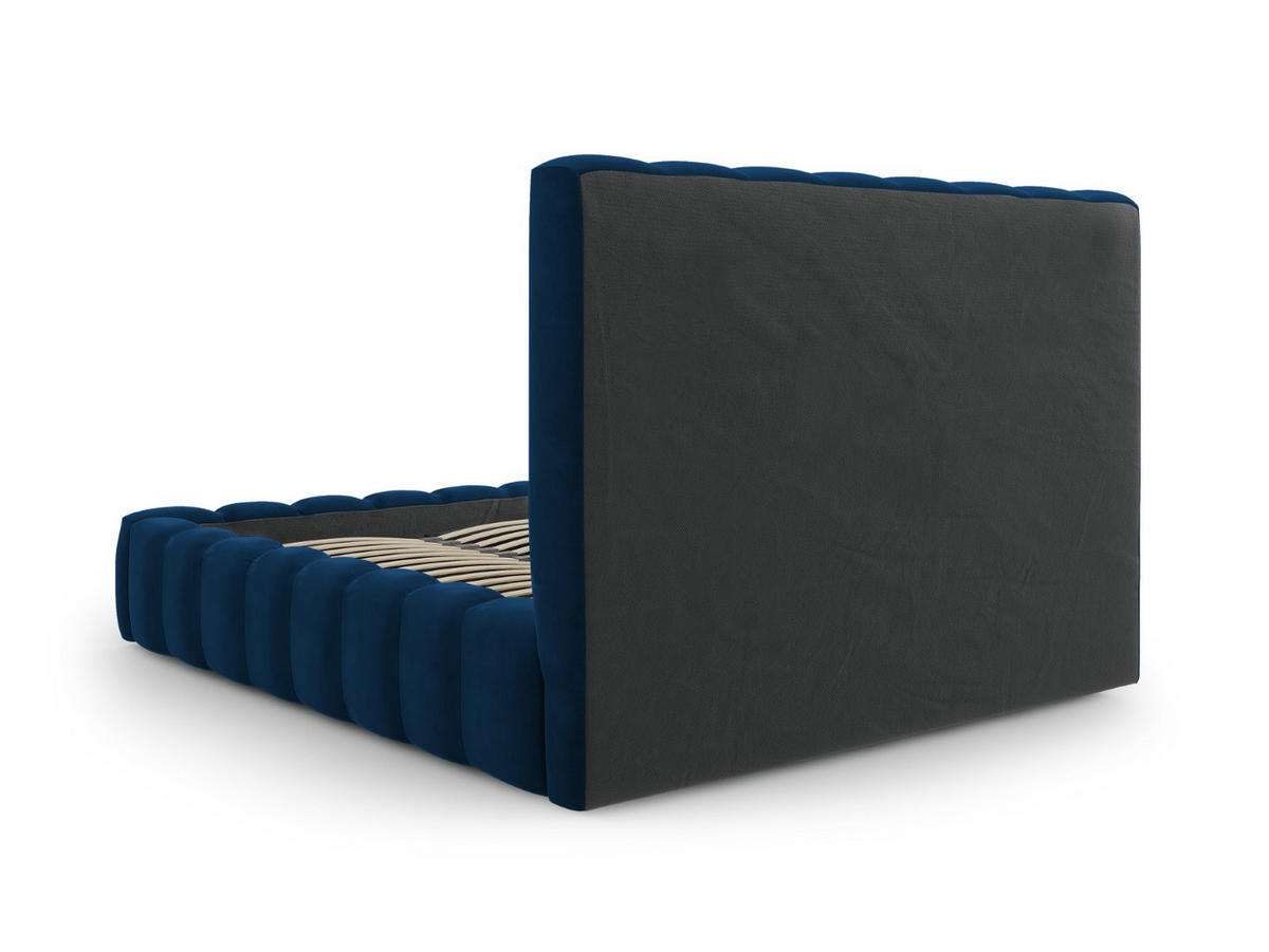 BETT mit Bettkasten und Kopfteil Kelp aus Samt königsblau 160x200cm - Blau, Textil (160/200cm) - Micadoni