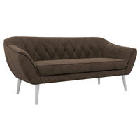 TŘÍMÍSTNÁ POHOVKA PIRS 3 - Hnědá Samet - Bílé nohy - bílá/tmavě hnědá, kompozitní dřevo/textil (180/75/74cm) - MKS