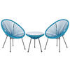 BALKONSET 2-Sitzer Rattan blau Acapulco II - Blau/Schwarz, Kunststoff - Beliani