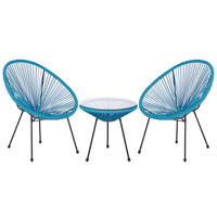 BALKONSET 2-Sitzer Rattan blau Acapulco II - Blau/Schwarz, Kunststoff - Beliani