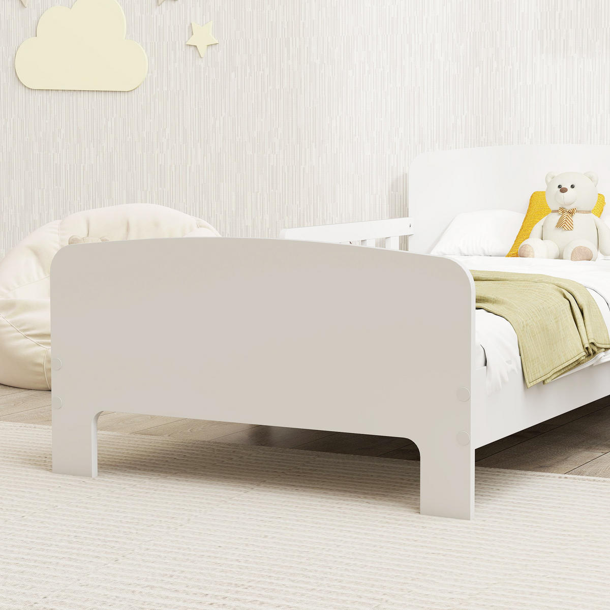 KINDERBETT 140x70 cm DE-14618 mit hohen Sicherheitsgittern Weiß - Weiß, Holzwerkstoff (70/140cm) - ComfortXL