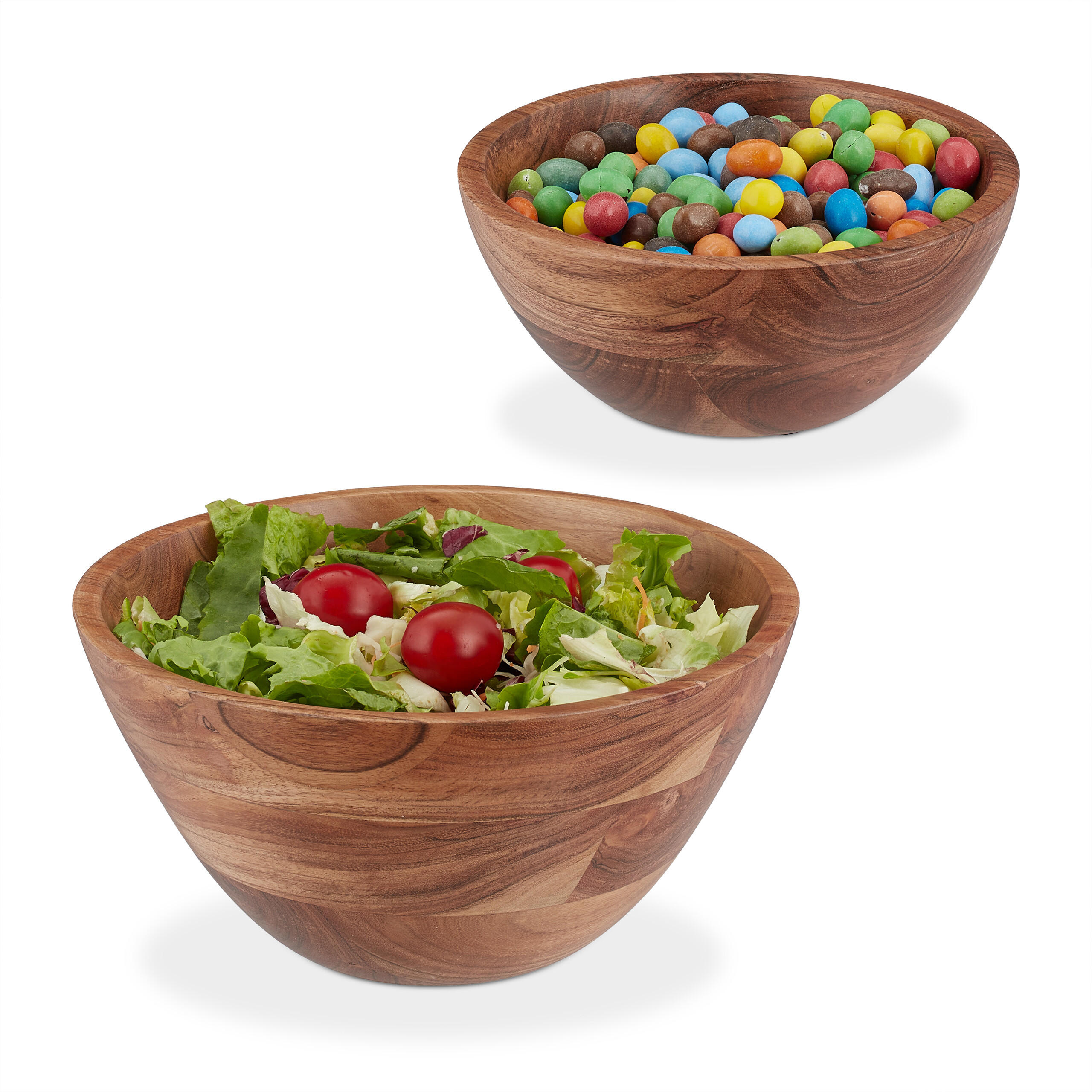 Relaxdays 2-Tlg.salatschüssel-Set Braun 25x12x25 cm