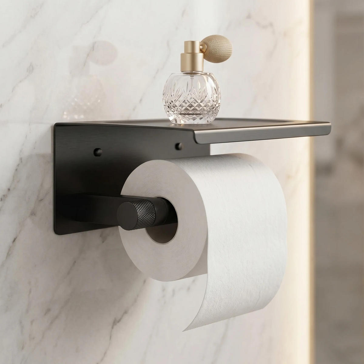 TOILETTENPAPIERHALTER Rea Mit Ablage 39105a Ori Titan - Titanfarben, Metall (18.7/8/11.8cm) - REA