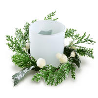 KERZENHALTER Santa Lila Weiß 7x7x8 cm Glas - Weiß, Glas (7/8/7cm) - Mondex