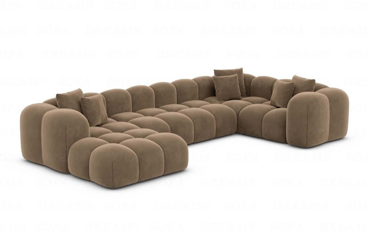 WOHNLANDSCHAFT Cloud Braun Samtstoff - Braun, Kunststoff (314/72/184cm)