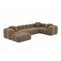 WOHNLANDSCHAFT Cloud Braun Samtstoff - Braun, Kunststoff (314/72/184cm)