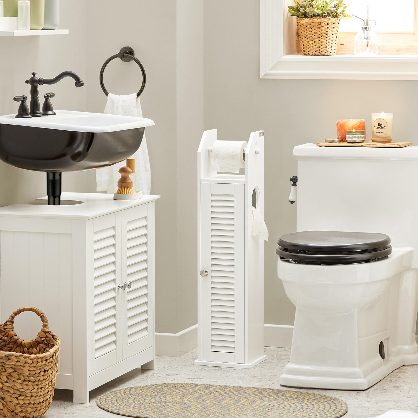 TOILETTENROLLENHALTER Weiß - Weiß, Holzwerkstoff (20/79/19cm) - SoBuy