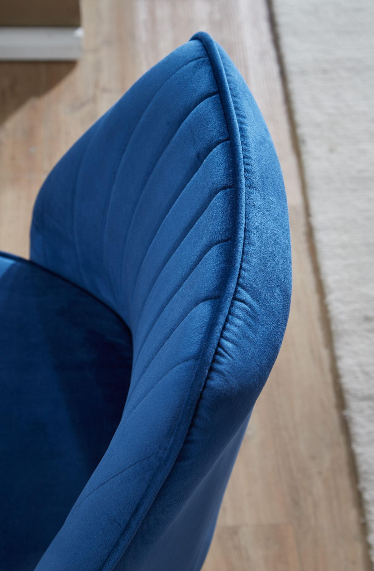 DREHSTUHL Samt mit Höhenverstellung, Eisenfuß und 360° Drehfunktion TANARO, Blau 60x60x100 cm - Blau/Goldfarben, Textil/Metall (60/100/60cm) - KADIMA DESIGN