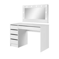 SCHMINKTISCH Megan, Weiß, Mit Spiegel - Weiß, Holzwerkstoff (120/75/55cm) - Bettso