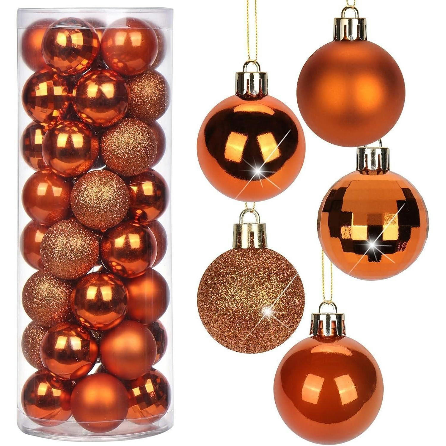 WEIHNACHTSKUGELN 40 Stück Bruchsicher Kunststoff Orange 4 cm - Bronzefarben, Kunststoff (4/4/4cm)