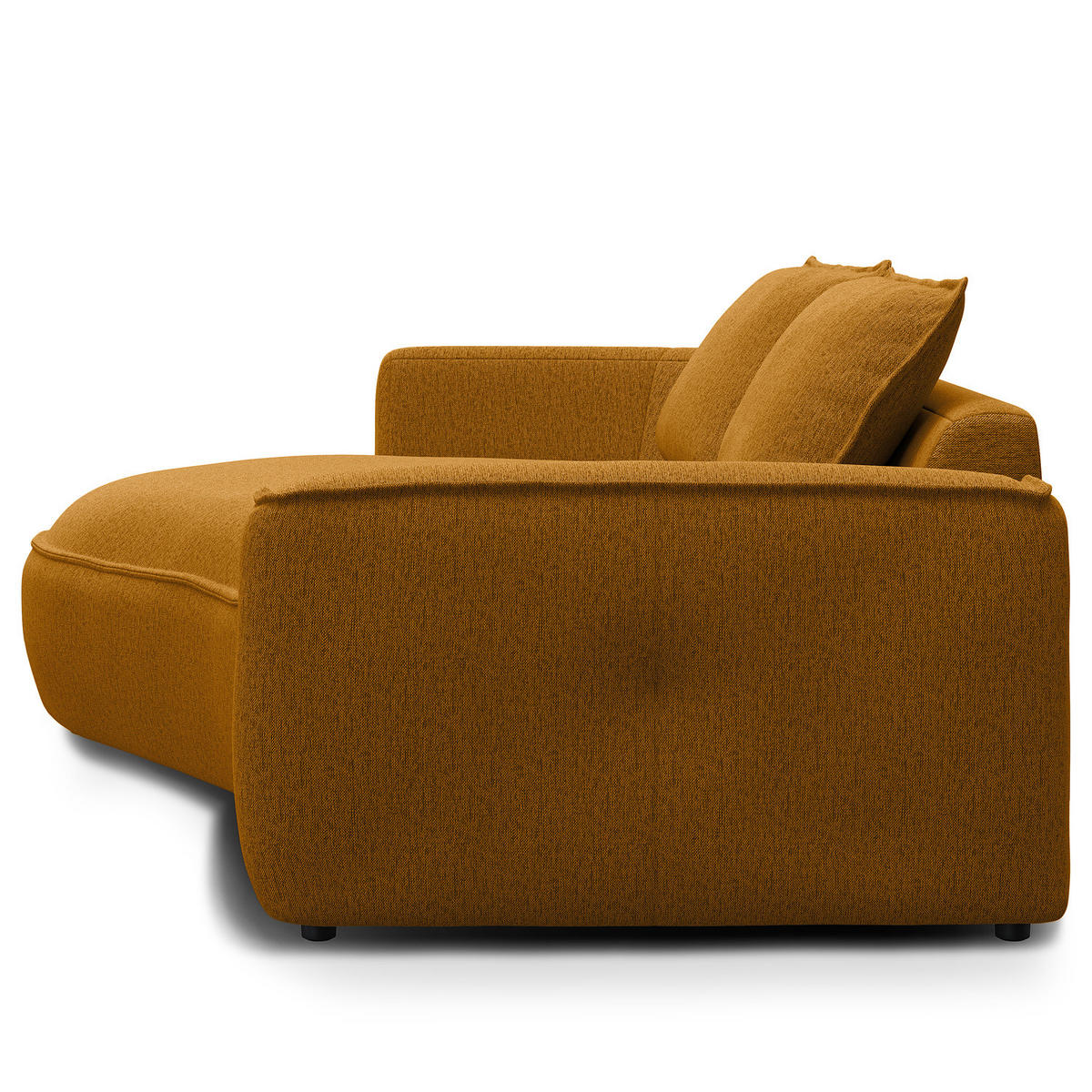 2,5-SITZER SOFA - Schwarz/Orange, Kunststoff/Textil (217/82/146cm) - home24