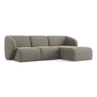 ECKSOFA Rechts Bouclé Stoff Grau - Schwarz/Grau, Holzwerkstoff/Kunststoff (248/166cm) - LaMiaSofa