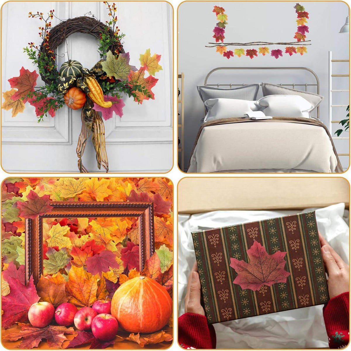 HERBSTDEKO 600 Stück künstliche Ahornblätter 8 cm gemischte Farben - Multicolor, Kunststoff (2.5cm)