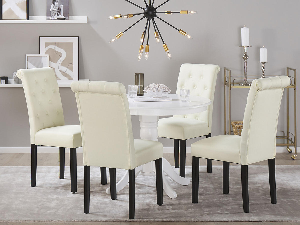 STUHL 2er-Set Polsterbezug Beige Velva - Beige/Schwarz, Holz/Textil (46/98/48cm) - Beliani