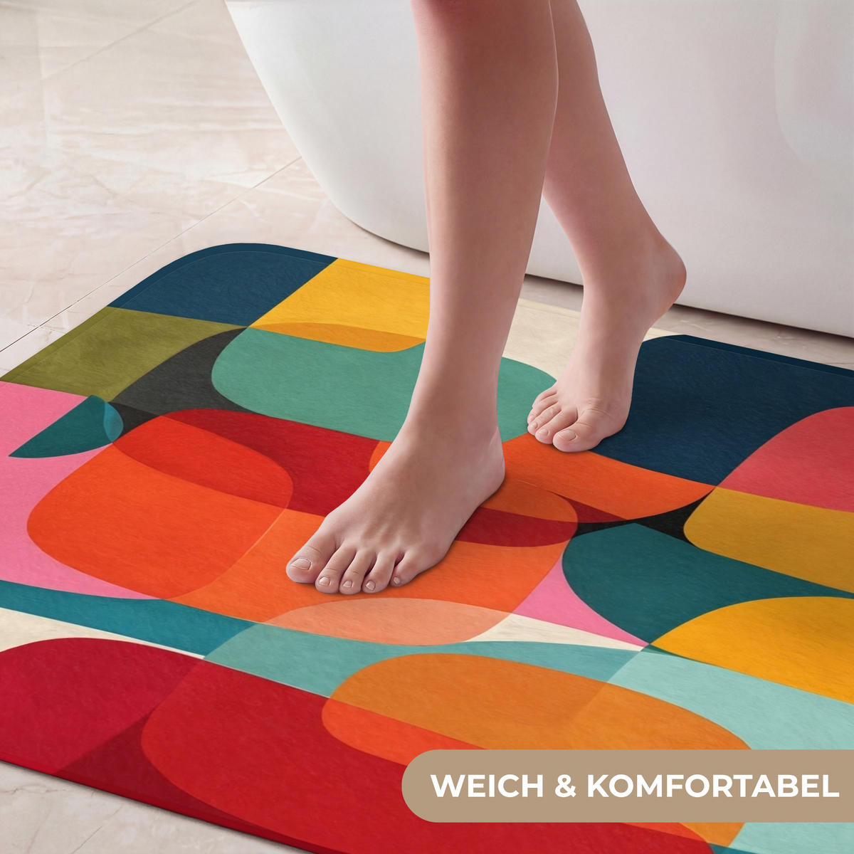 KOUPELNOVÁ PŘEDLOŽKA Tvary - barevné - abstraktní - letadla 60x90 cm - různobarevná, textil/plast (60/90cm) - OnlyWow