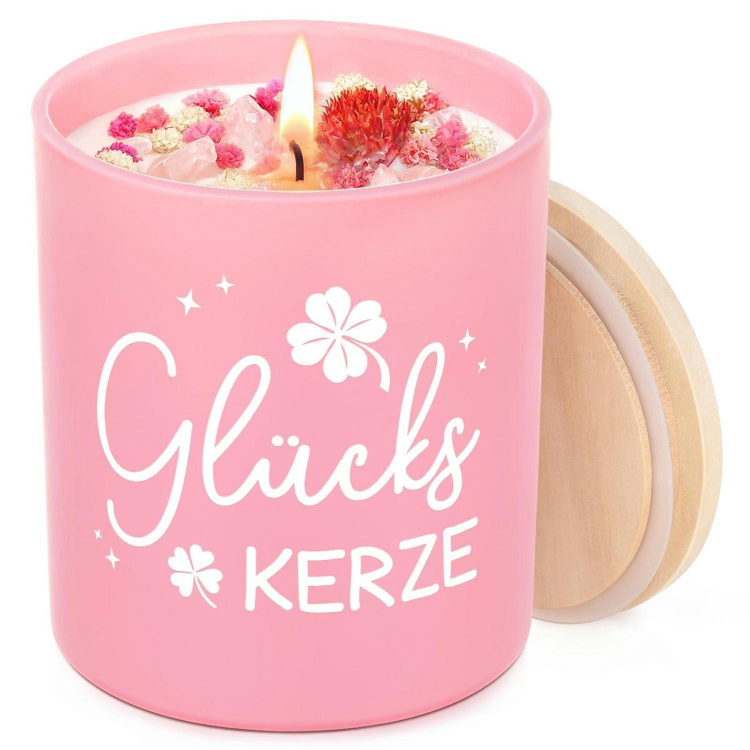 DUFTKERZE Glückskerze Lavendel 55 Stunden Brenndauer - Rosa, Glas (9.5cm)