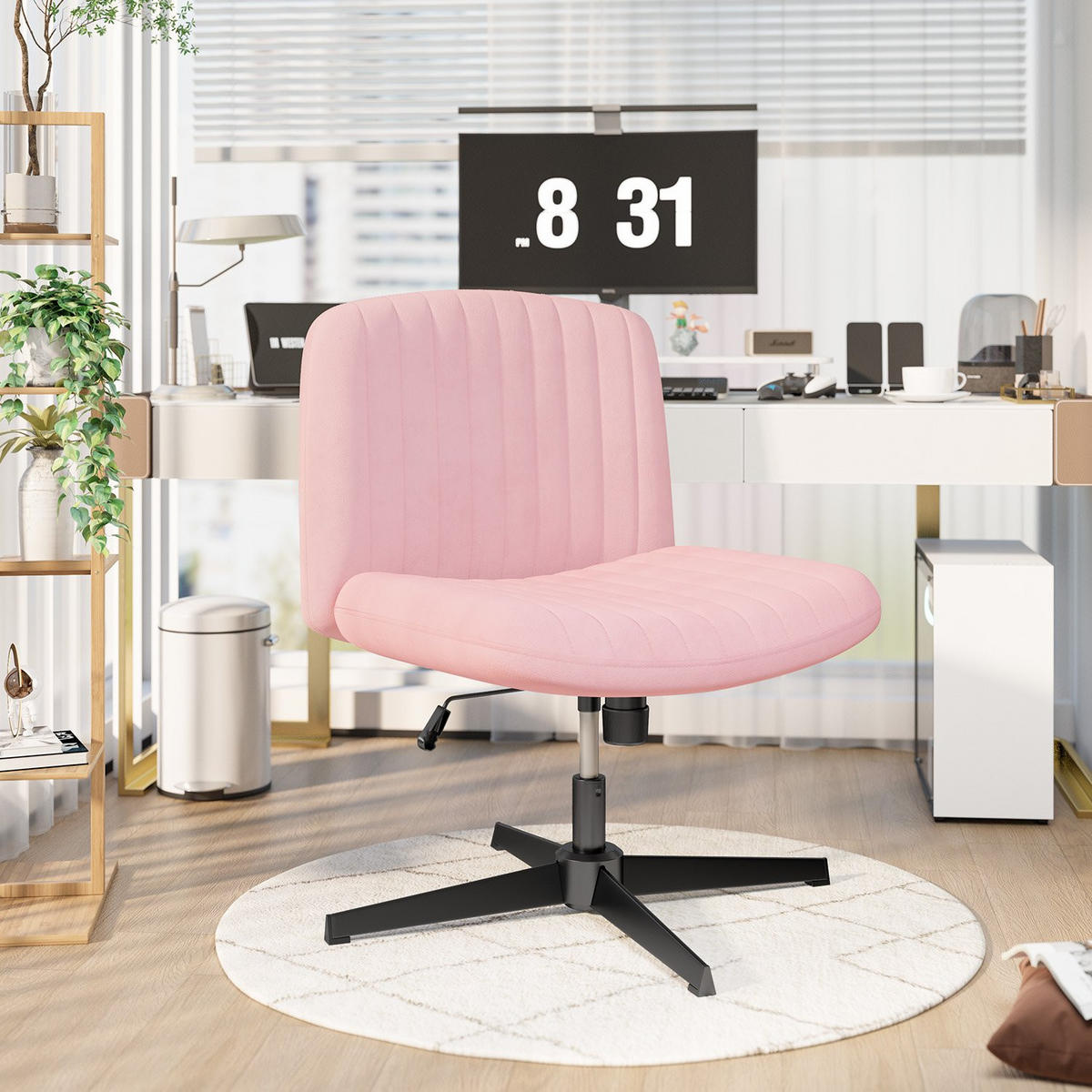 SESSEL Rosa Stoff drehbar modern - Pink, Metall (28.5/55.5/65.5cm) - Rattrix
