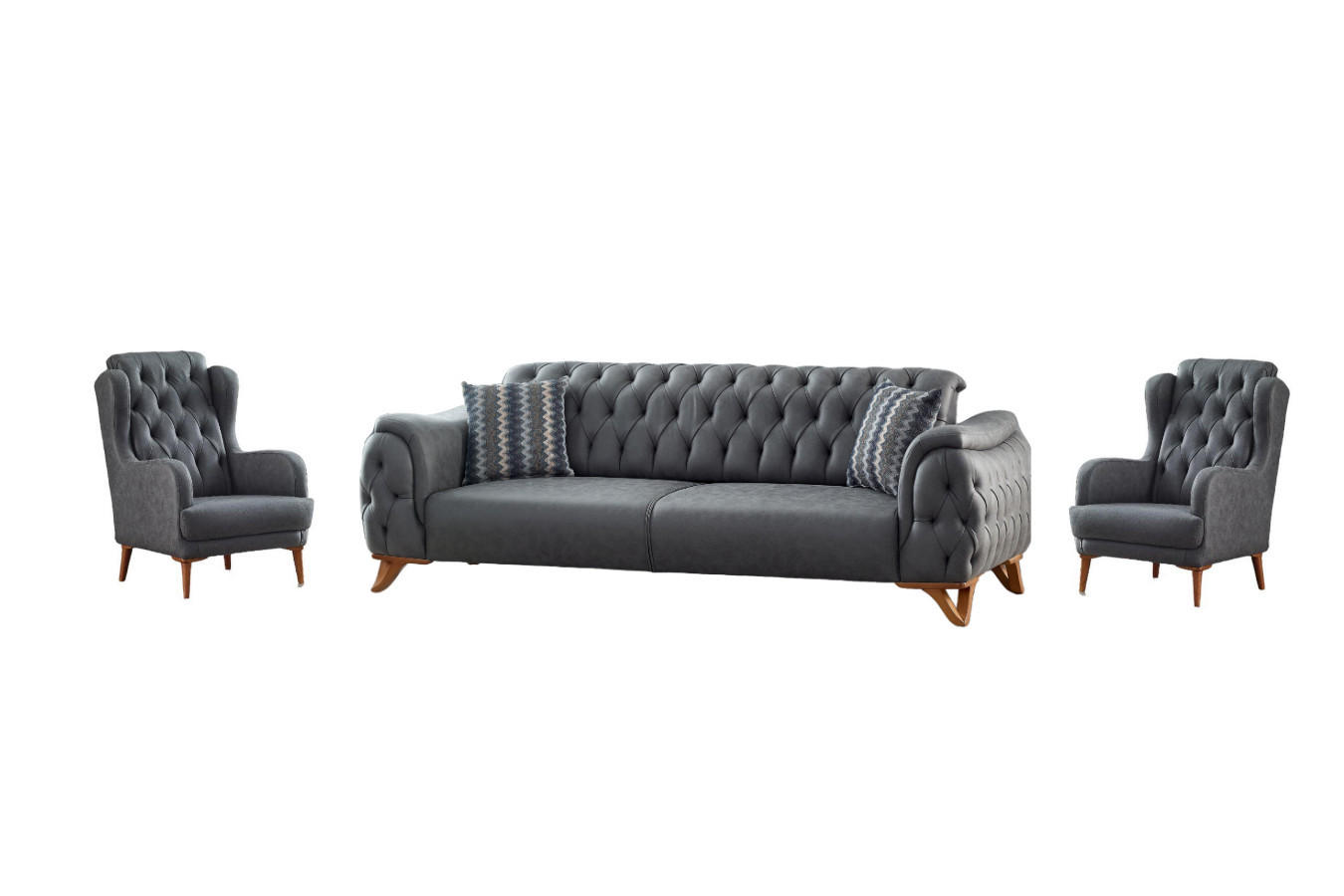 SITZGARNITUR Sigma Grau Grau Stellvariante:3+1+1 - Grau, Holz/Textil (240/85/90cm) - Villa Möbel
