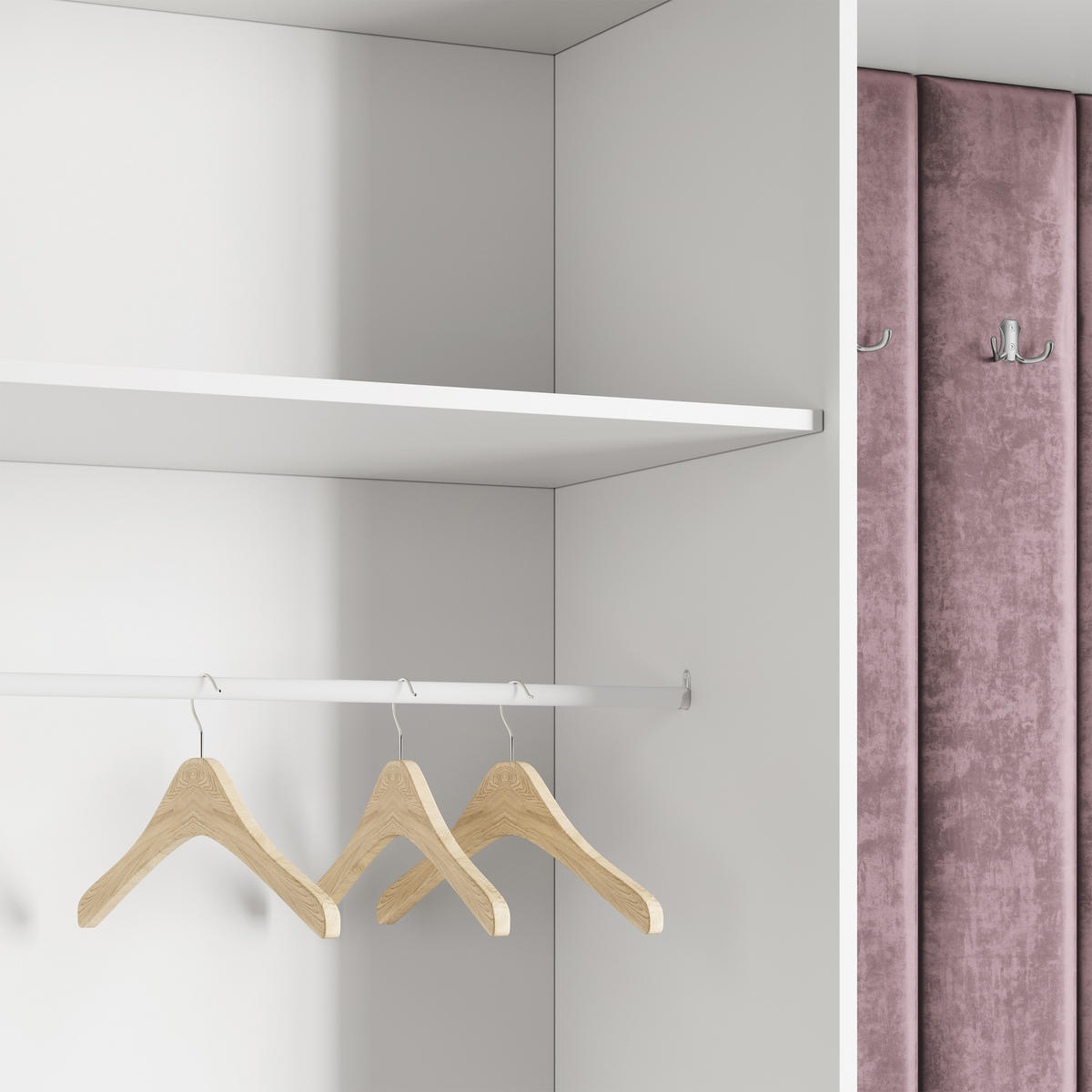 GARDEROBENSCHRANK REMA 150/240/60 cm Modern Garderobe-Set Eiche Lefkas - Eichefarben/Lila, Holzwerkstoff (150/240/60cm) - MASSENO