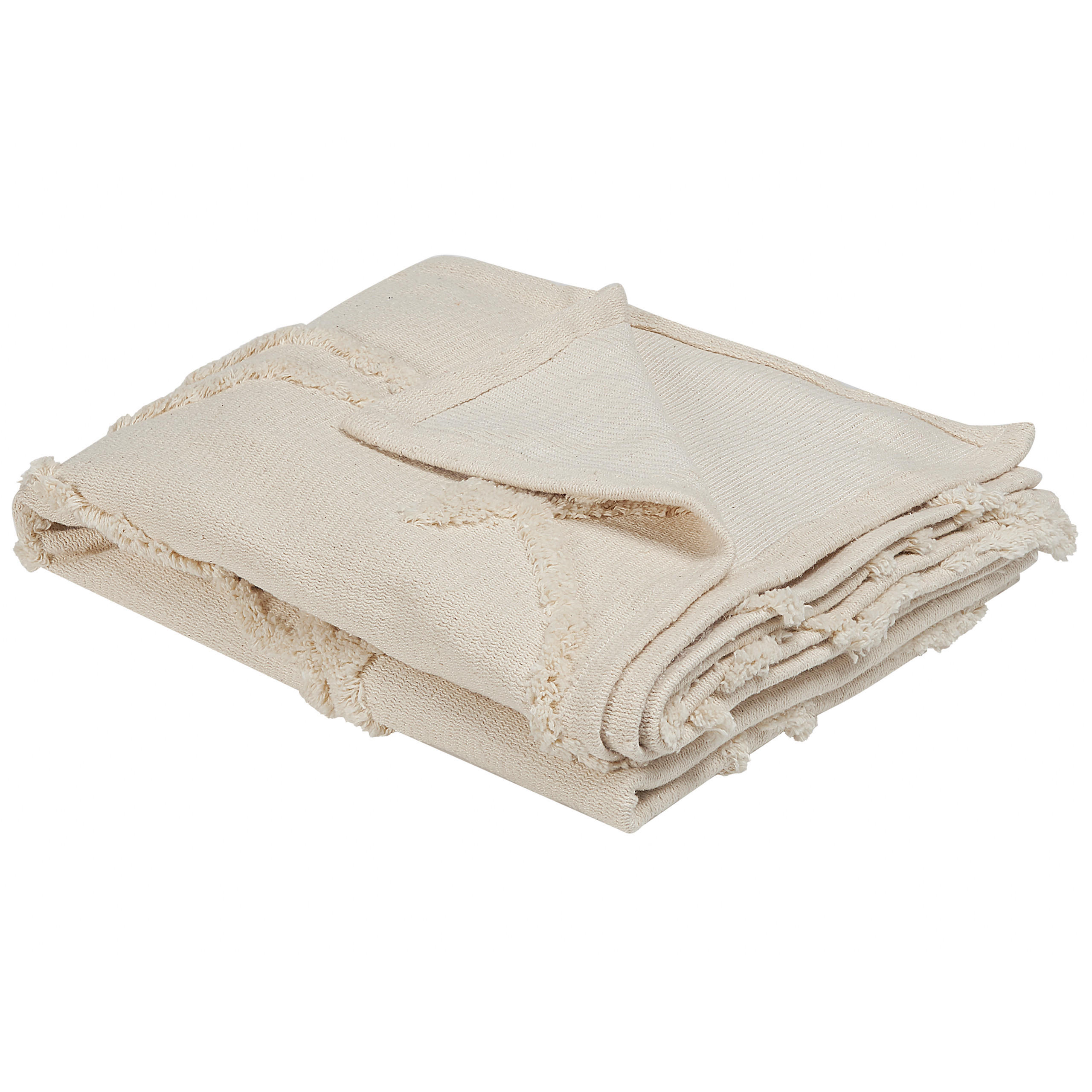 DECKE Helles Beige Acacia 125/150 cm - Beige, Naturmaterialen/Textil (125/150cm) - Beliani