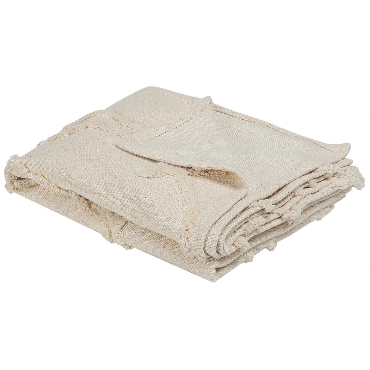 DECKE Helles Beige Acacia 125/150 cm - Beige, Naturmaterialen/Textil (125/150cm) - Beliani