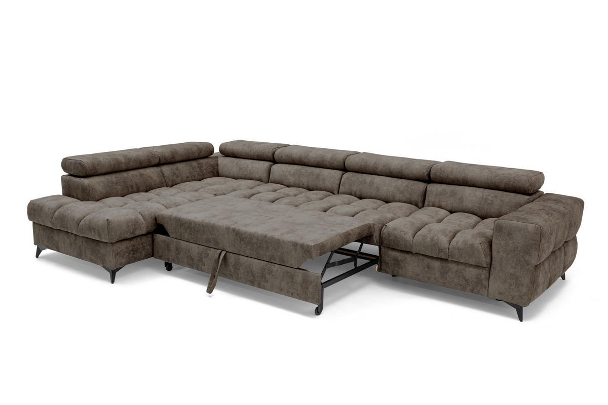 ECKSOFA Pudding Maxi mit Schlaffunktion und Bettkasten - Braun, Textil (350/203cm) - Muffo