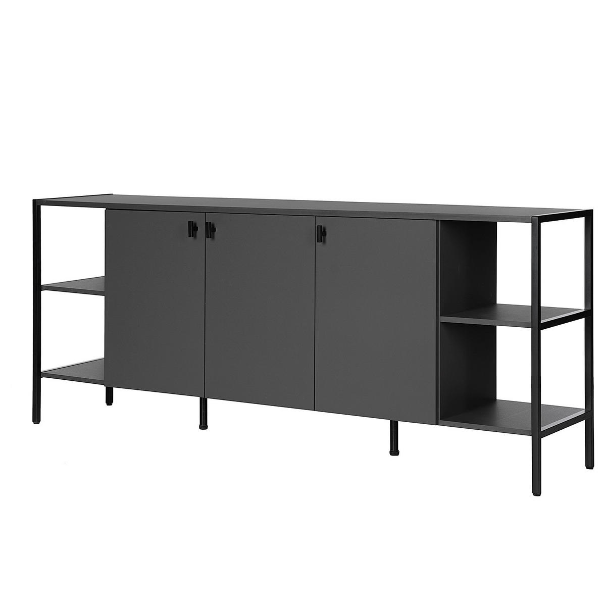 SIDEBOARD - Dunkelgrau, Holzwerkstoff (180/75/40cm) - home24