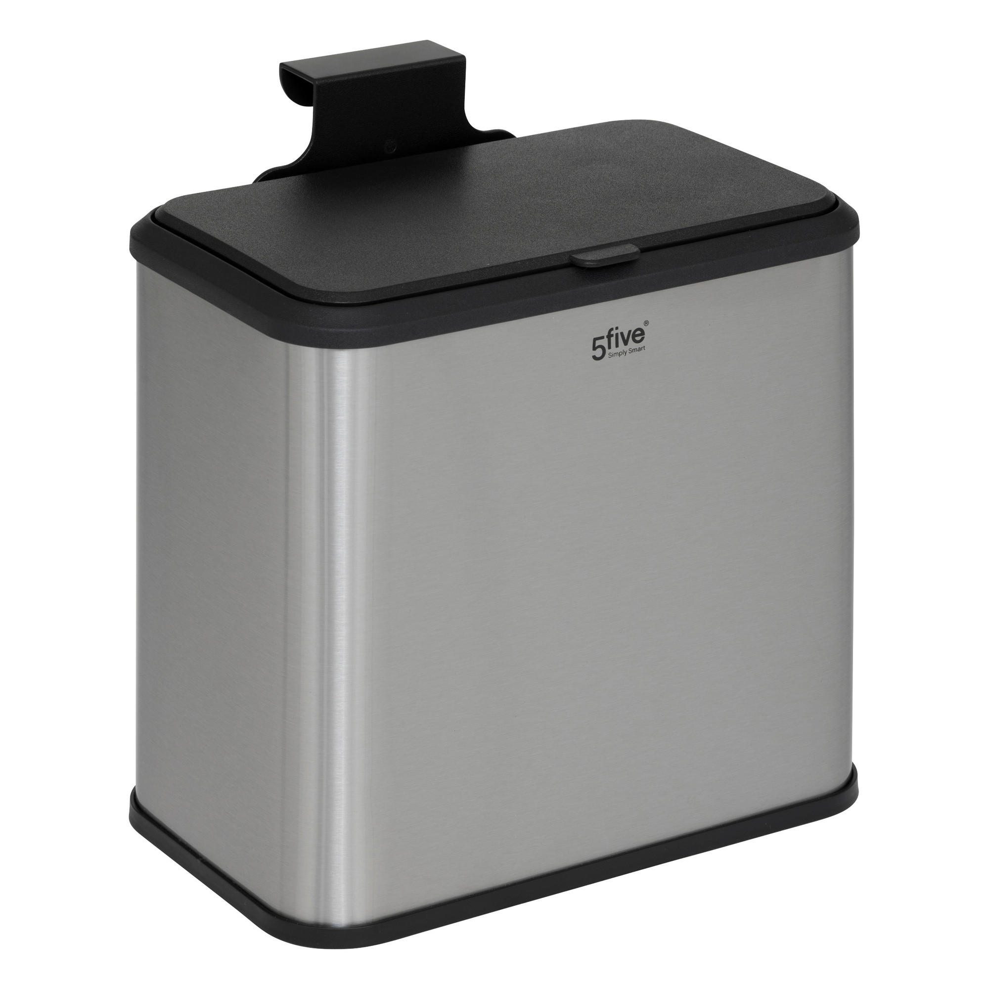 BIO-ABFALLEIMER mit Edelstahlgehäuse 5 l 24,7/15,5/25,5 cm - Silberfarben, Metall (15.5/25.5/24.7cm) - 5five Simply Smart