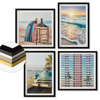 WANDBILDER 4er-Set - 50x50 cm & 40x60 cm Schwarzer Rahmen - Sonnenuntergang in Miami - Schwarz, Kunststoff (50/50cm) - ArtPrintCave