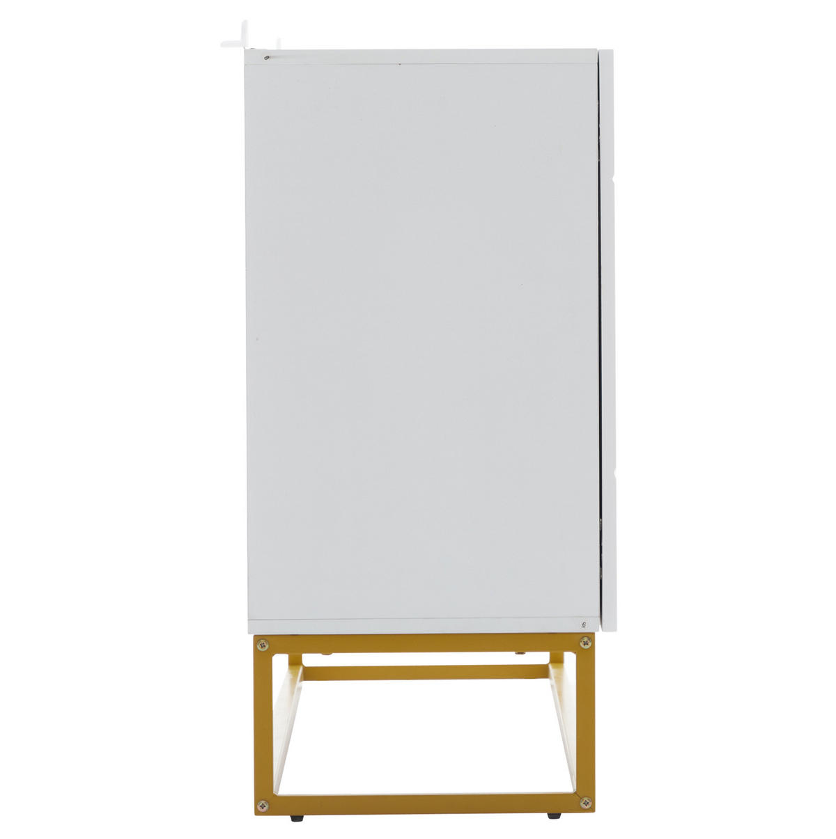 PŘÍBORNÍK z dřevotřísky 130x38x76 cm bílý/zlatý s nastavitelnými policemi a vysokým leskem - bílá, kompozitní dřevo (130/76/35cm) - Modfu