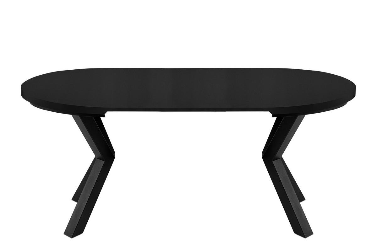 ESSTISCH ROSTEL Ausziehbar 100-180cm Rund, mattschwarz - Schwarz, Holz (100/180/75cm) - KONSIMO®