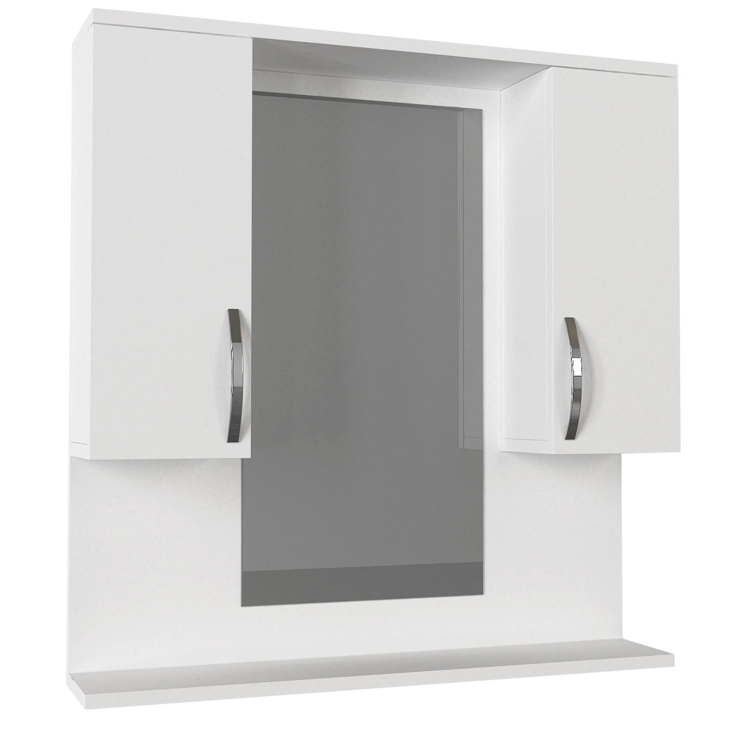 BADSCHRANK Hängeschrank mit Spiegel Tiger Weiß - Silberfarben/Weiß, Holzwerkstoff (80/83/15cm) - moebel17