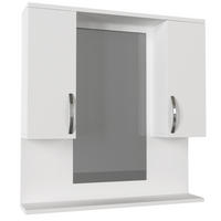 BADSCHRANK Hängeschrank mit Spiegel Tiger Weiß - Silberfarben/Weiß, Holzwerkstoff (80/83/15cm) - moebel17