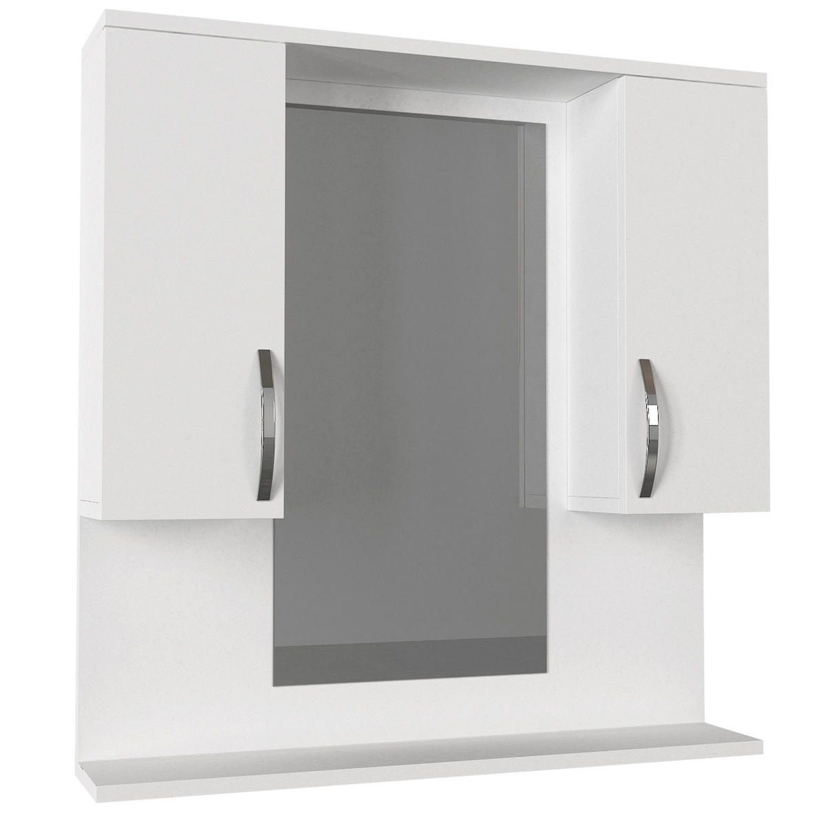 BADSCHRANK Hängeschrank mit Spiegel Tiger Weiß - Silberfarben/Weiß, Holzwerkstoff (80/83/15cm) - moebel17