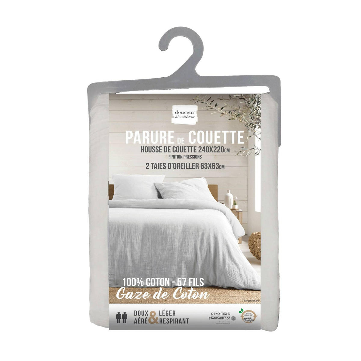 BETTWÄSCHE Angelia 240/220 cm - Weiß, Naturmaterialien (220/240cm) - Douceur d´intérieur