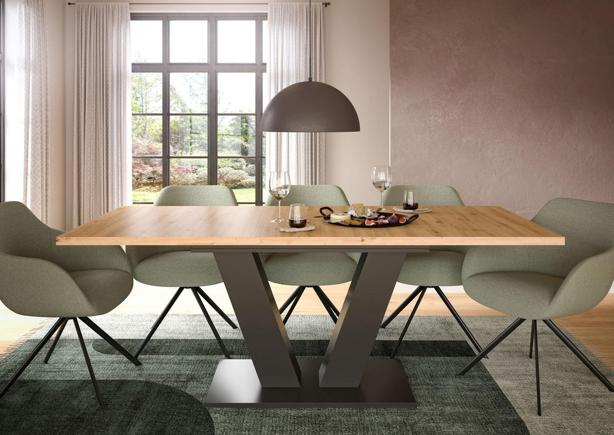 ESSTISCH Velo (B/H/T: ca. 150/76/90 cm) in grau/Artisan Oak Nachbildung - Grau, Holzwerkstoff (90/150/76cm)