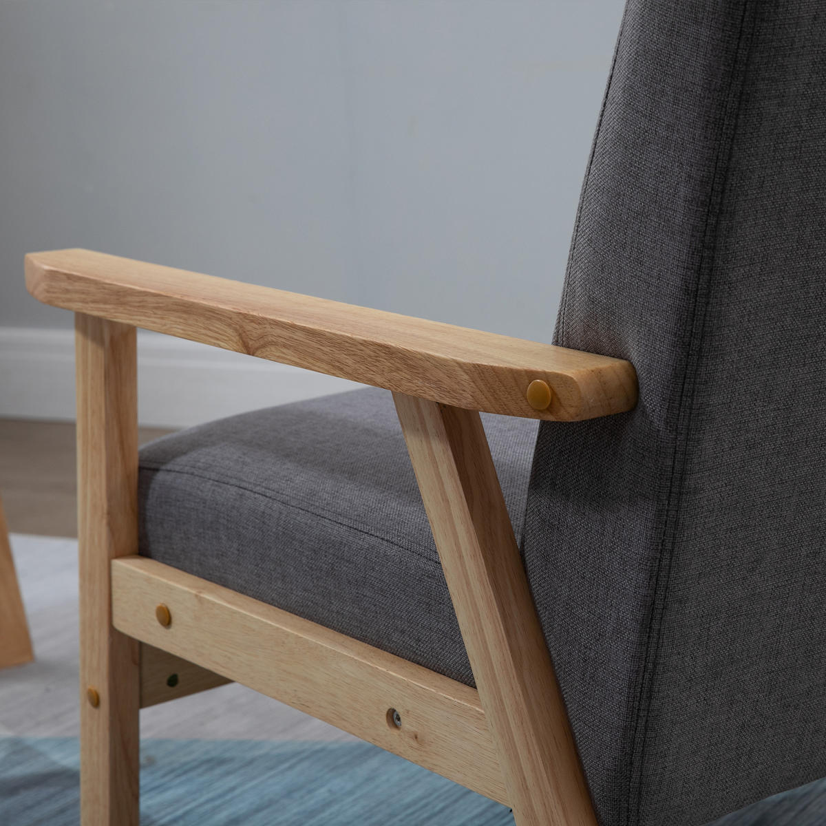 OHRENSESSEL Loungesessel mit Armlehnen Esszimmerstuhl Relaxsessel in Leinenoptik - Grau, Textil (70/72/64cm) - HOMCOM