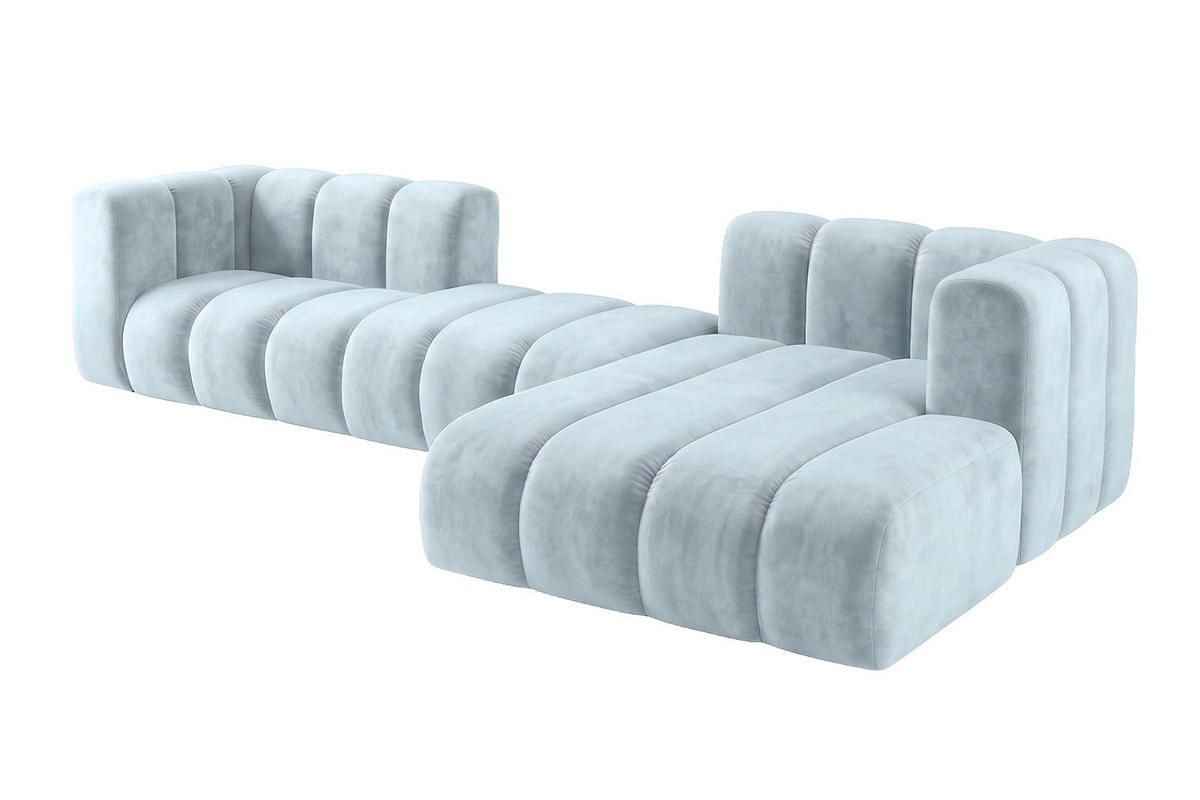 ECKSOFA Modulares In L-Form, Velvet-Stoff Riviera, Babyblau, Rechts, GRAND 319 cm - Hellblau, Holz (319/175cm) - Kaiser Möbel