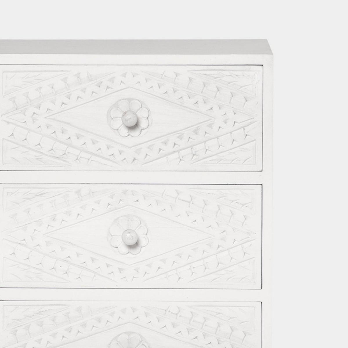 NACHTTISCH 3 SCHUBLADEN Sinta Weiß 45 cm x 66 cm - Weiß, Holzwerkstoff (45/66/35cm) - Klast Home